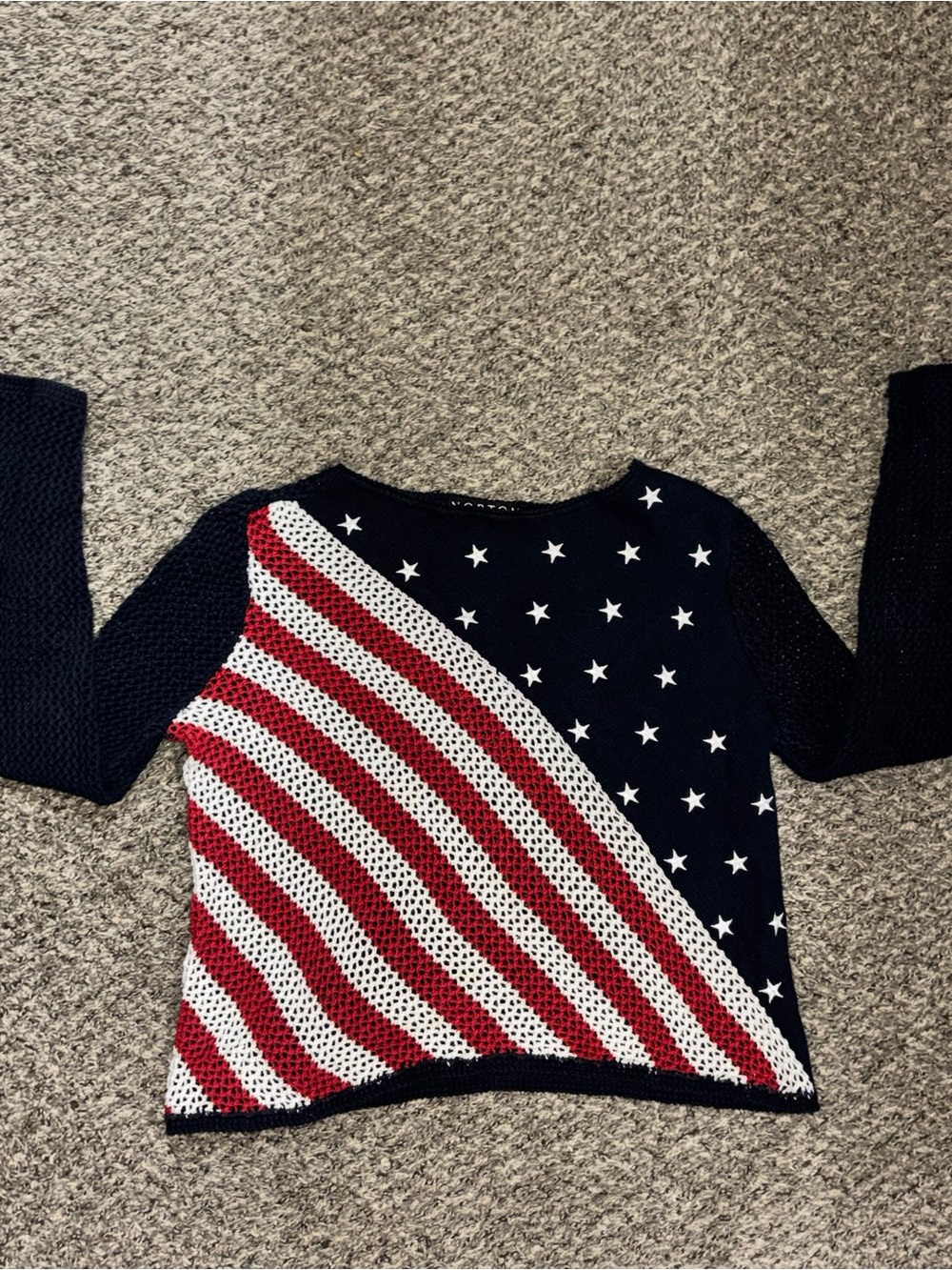 Vintage Norton Studio Petites American Flag Patriotic Knit Sweater